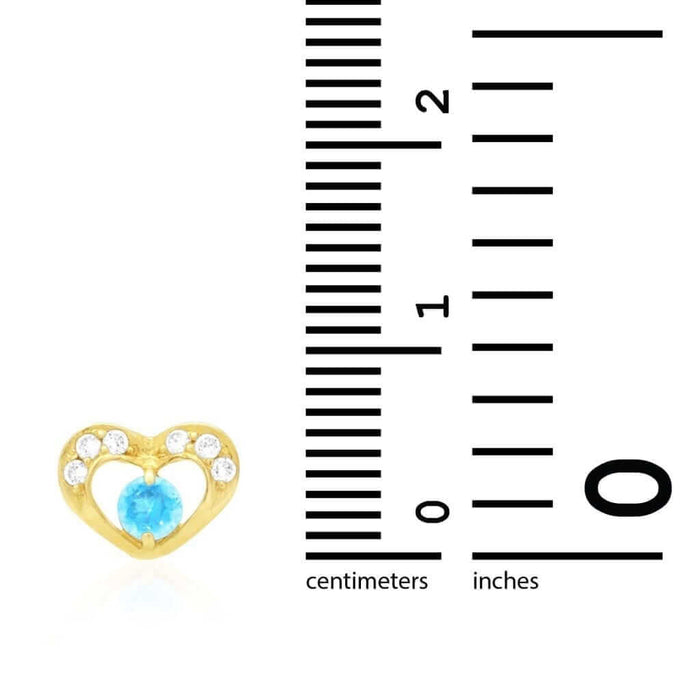 0.50CTW CZ Birthstone Heart Earrings 14K Yellow or White Gold Screw Back