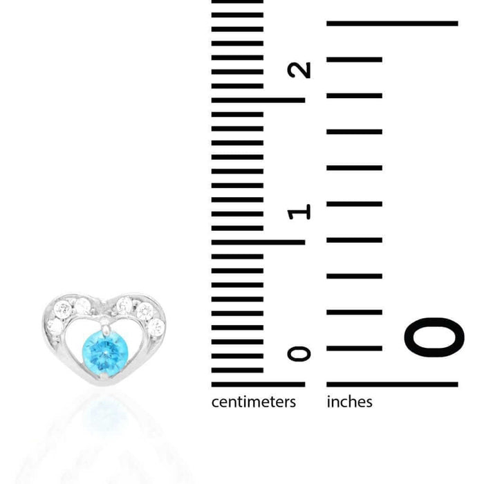 0.50CTW CZ Birthstone Heart Earrings 14K Yellow or White Gold Screw Back