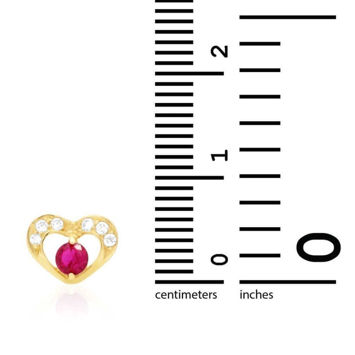 0.50CTW CZ Birthstone Heart Earrings 14K Yellow or White Gold Screw Back