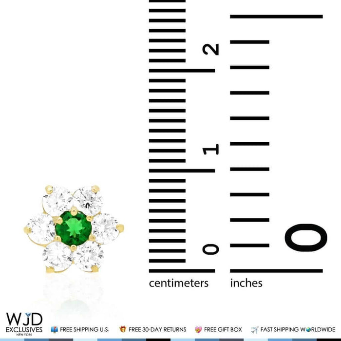 14k Yellow Gold 2Ct CZ & Birthstones Flower Stud Earrings 10mm