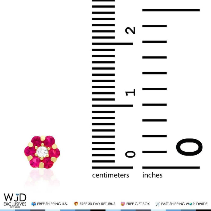 14K Gold Yellow Birthstones Flower Screw Back Stud Earrings 5mm