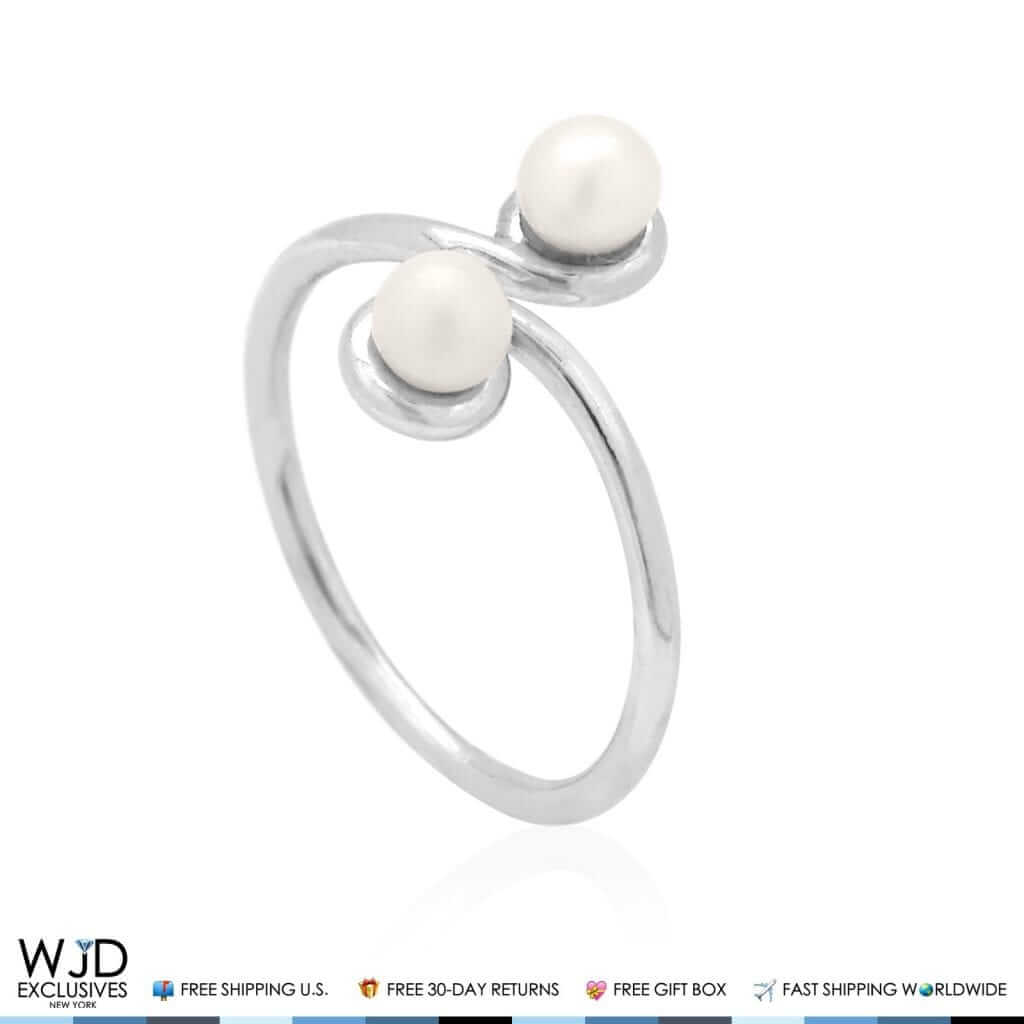 14K Gold Yellow White Midi Knuckle Ring Genuine Cultured Freshwater Pearl