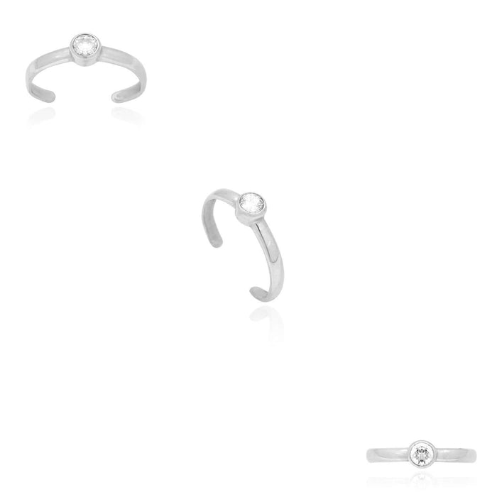 14K Yellow Gold White Bezel Round Simulated White Diamond Toe Ring 0.25Ct