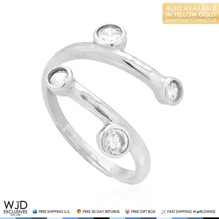 14K Yellow Gold & White Bezel Set Round-Cut CZ Midi Knuckle Ring