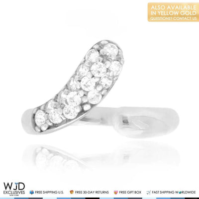 14K Yellow Gold White Round-Cut CZ Fancy Midi Knuckle Ring 0.50Ct