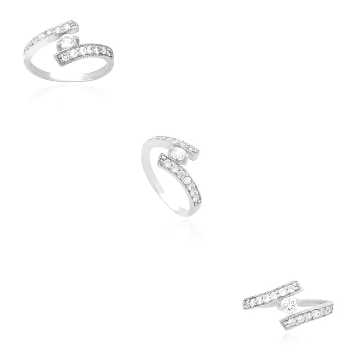 14K Yellow Gold White CZ Fancy Midi Knuckle Ring 0.60Ct