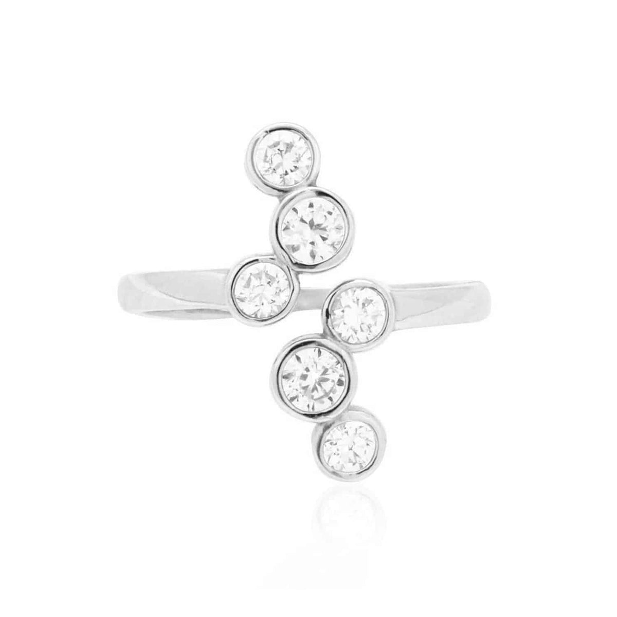 14K Yellow Gold White Midi Knuckle Round Bezel Simulated White Diamond Ring 1Ct