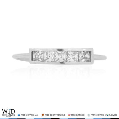 14K Yellow Gold White Princess-Cut Bezel Simulated White Diamond Toe Ring 1Ct