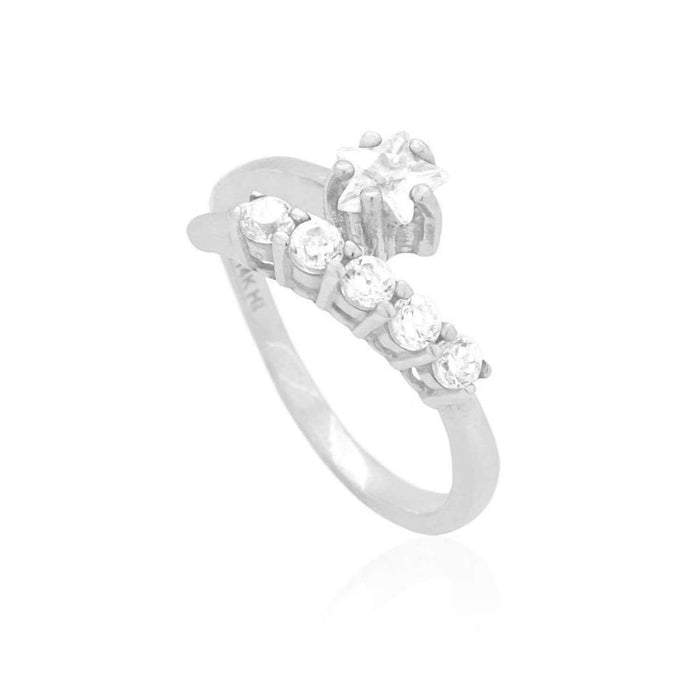 14K Yellow Gold White Midi Knuckle Simulated White Diamond Star Ring 0.50Ct