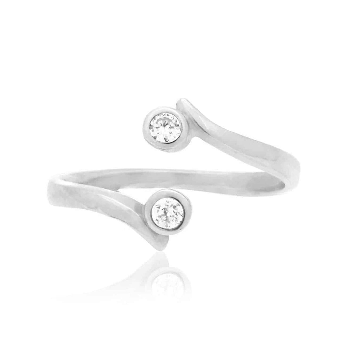 14K Yellow Gold White Midi Knuckle Bezel Set Simulated White Diamond Ring 0.14Ct