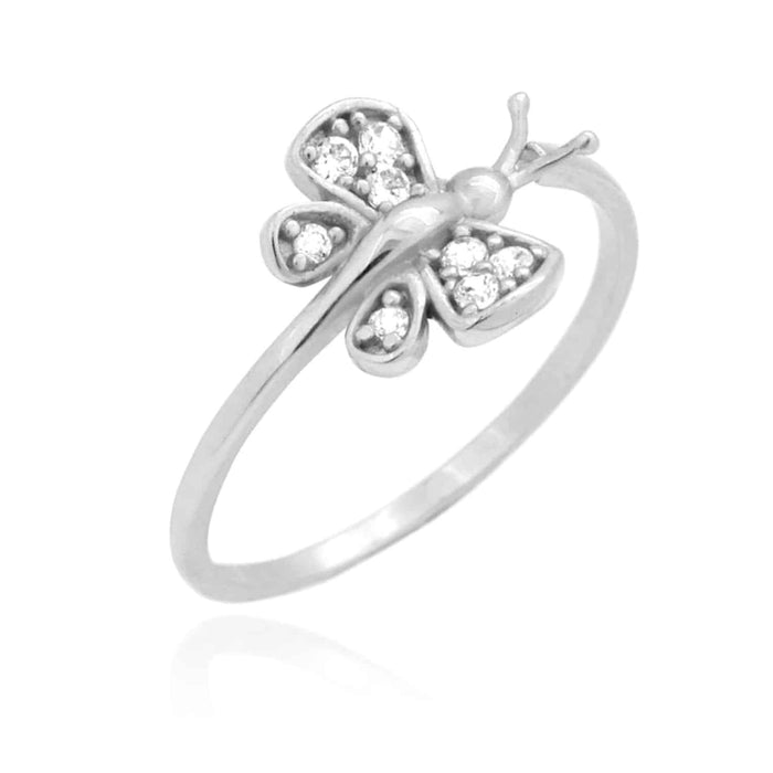 14K Yellow Gold White Simulated White Diamond Butterfly Midi Knuckle Ring 0.30Ct