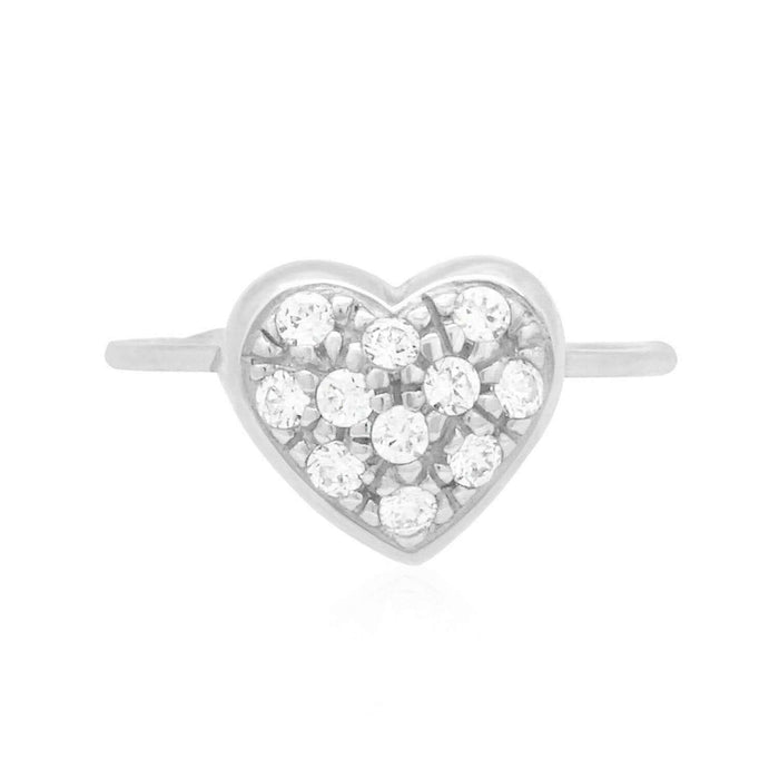 14K Yellow Gold & White Pave Set Heart CZ Toe Ring 0.40Ct