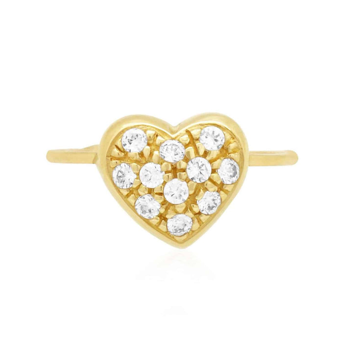 14K Yellow Gold & White Pave Set Heart CZ Toe Ring 0.40Ct