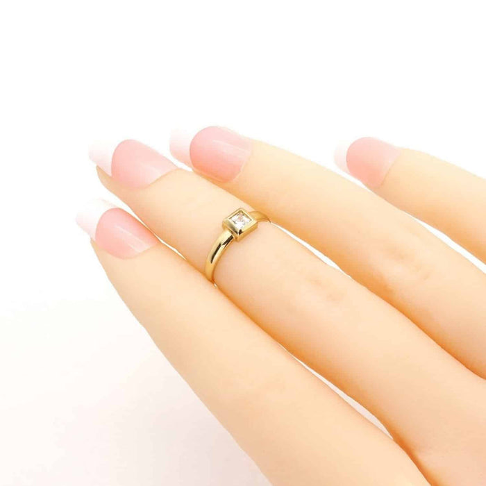 14k Yellow White Gold Bezel Set Princess-Cut Simulated White Diamond Toe Ring