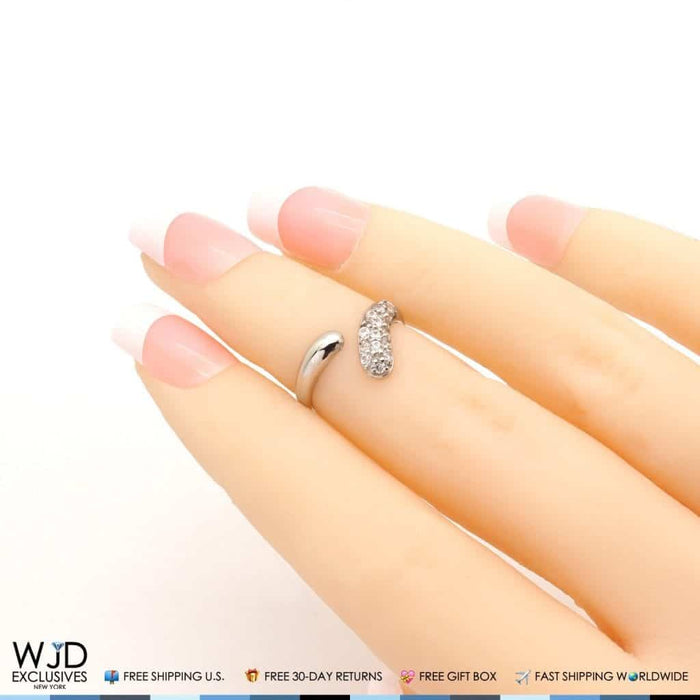 14K Yellow Gold White Round-Cut CZ Fancy Midi Knuckle Ring 0.50Ct