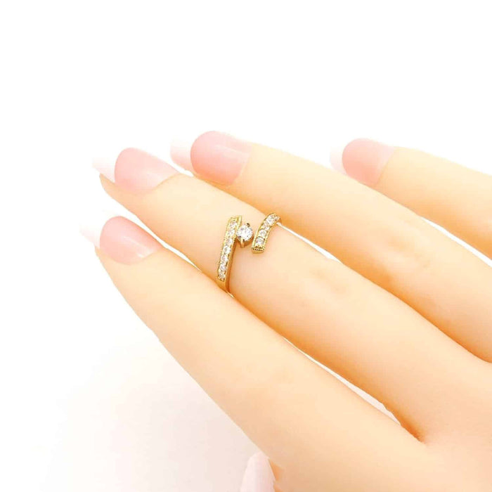 14K Yellow Gold White CZ Fancy Midi Knuckle Ring 0.60Ct