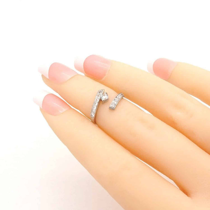 14K Yellow Gold White CZ Fancy Midi Knuckle Ring 0.60Ct