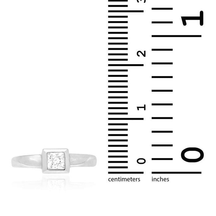 14k Yellow White Gold Bezel Set Princess-Cut Simulated White Diamond Toe Ring