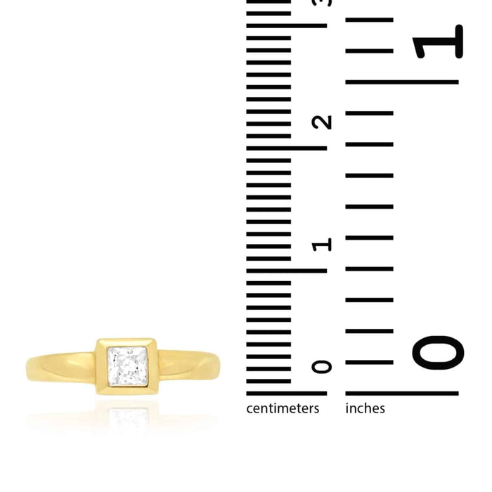14k Yellow White Gold Bezel Set Princess-Cut Simulated White Diamond Toe Ring