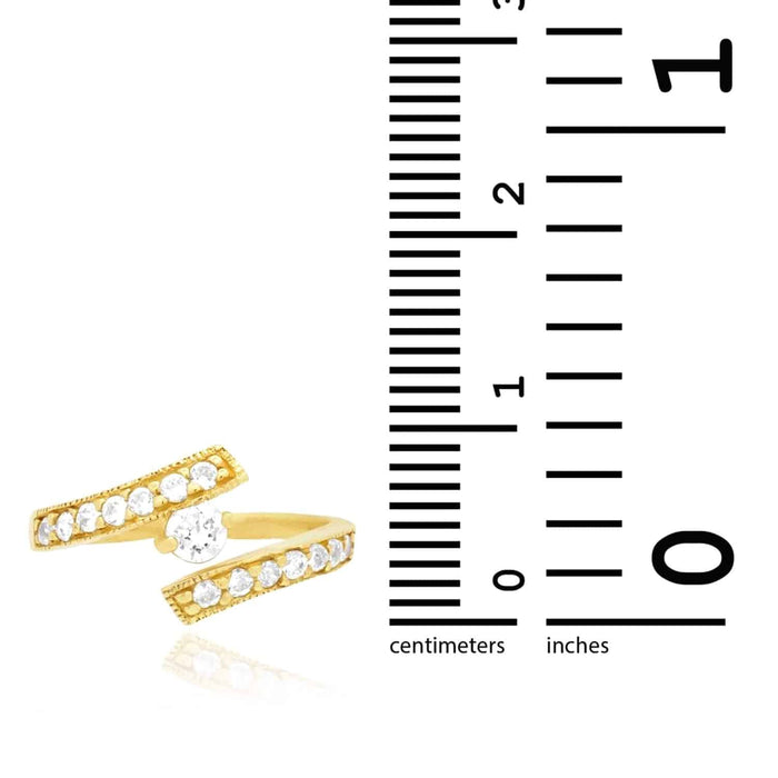 14K Yellow Gold White CZ Fancy Midi Knuckle Ring 0.60Ct