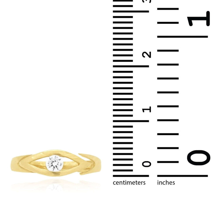 14K Yellow Gold & White CZ Evil Eye Midi Knuckle Ring 0.15Ct