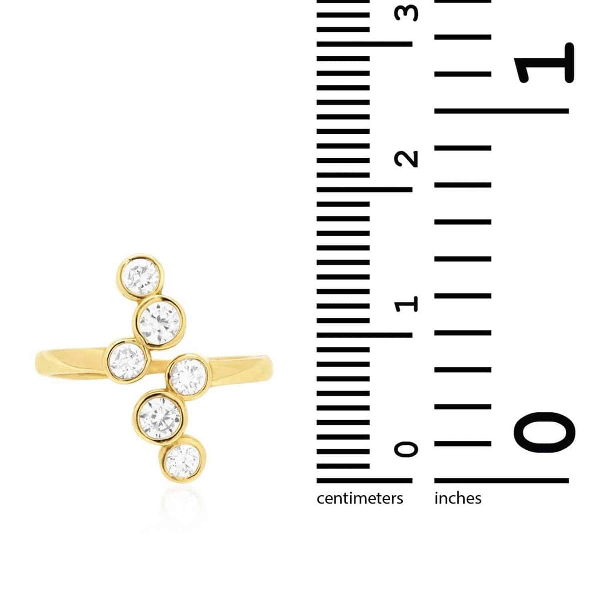 14K Yellow Gold White Midi Knuckle Round Bezel Simulated White Diamond Ring 1Ct