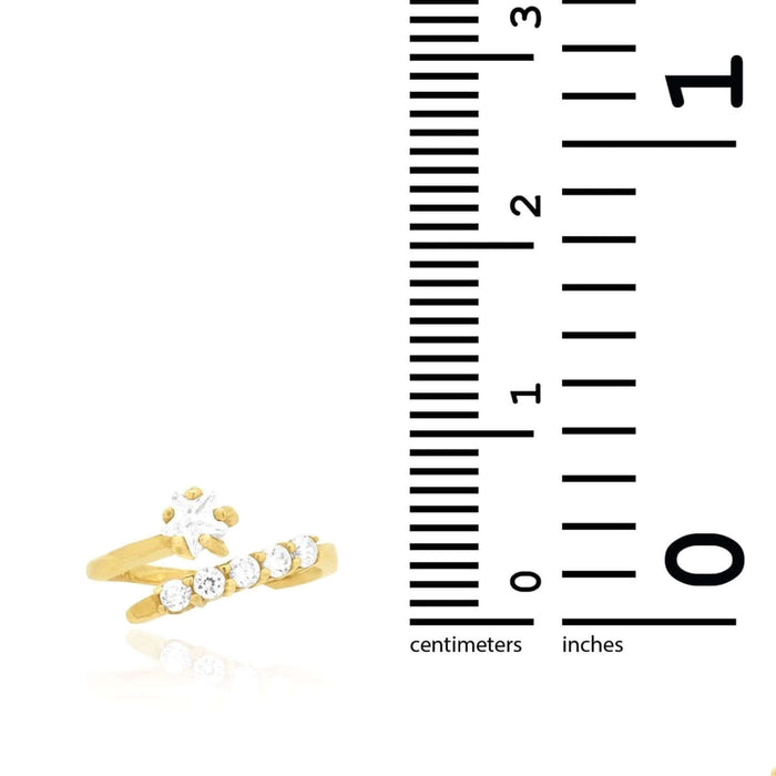 14K Yellow Gold White Midi Knuckle Simulated White Diamond Star Ring 0.50Ct