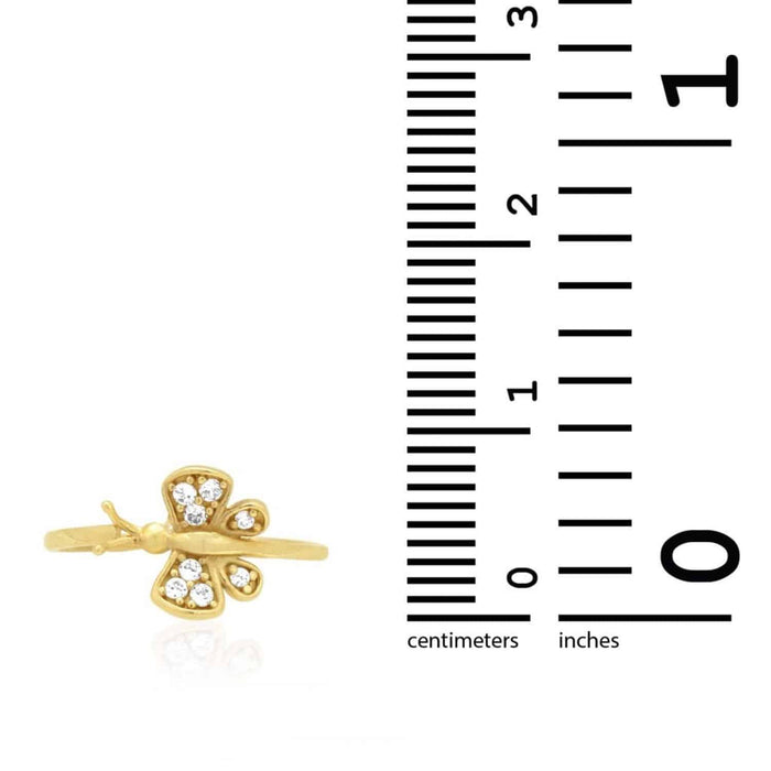 14K Yellow Gold White Simulated White Diamond Butterfly Midi Knuckle Ring 0.30Ct