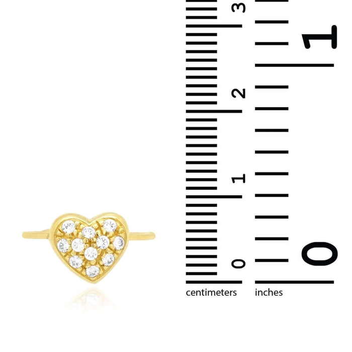14K Yellow Gold & White Pave Set Heart CZ Toe Ring 0.40Ct
