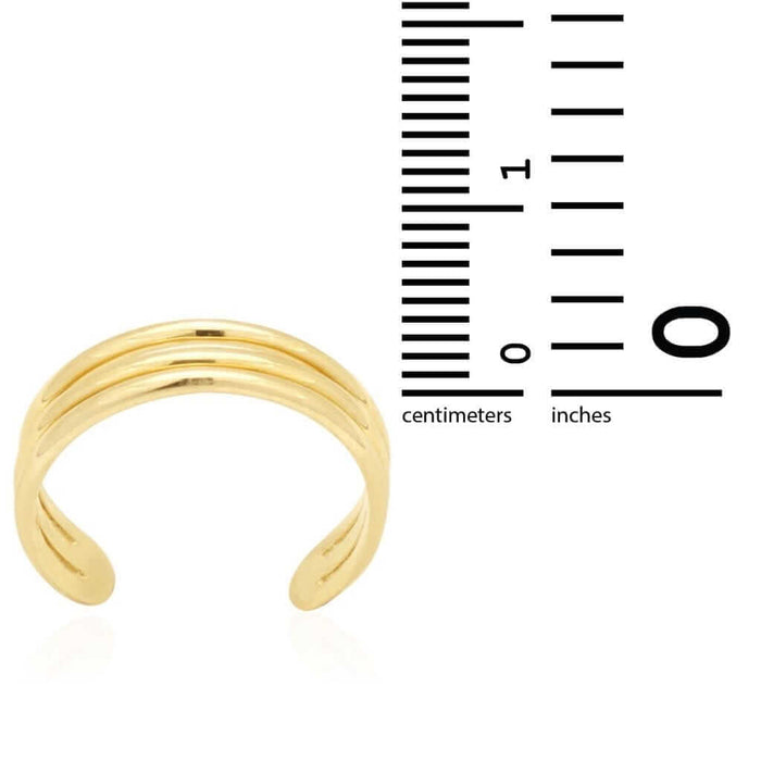 14K Yellow Gold White Three Wire Fancy Toe Ring