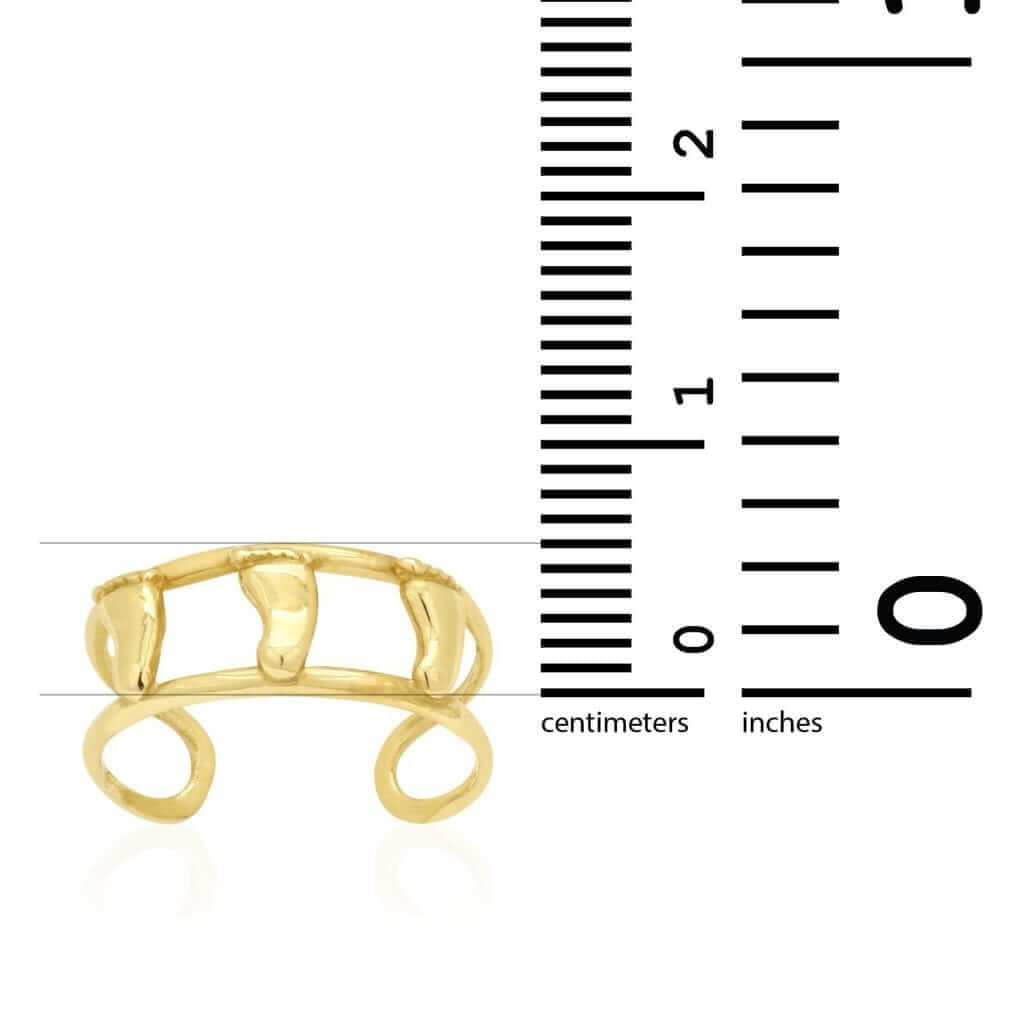 14K Yellow Gold & White Feet Toe Ring Size 3 (adjustable)
