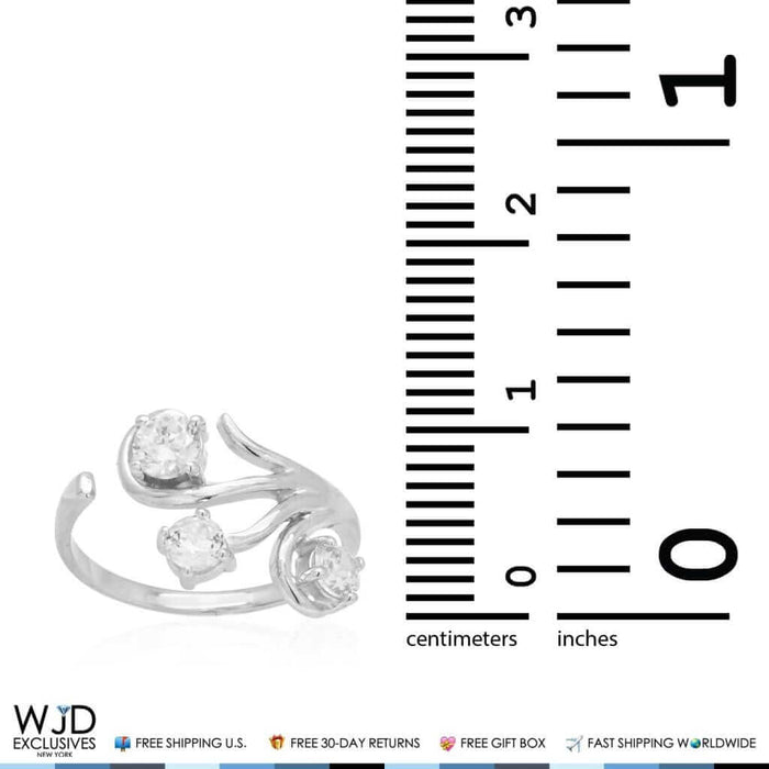 14K Yellow Gold White CZ Flower Bunch Midi Knuckle Ring 0.30Ct