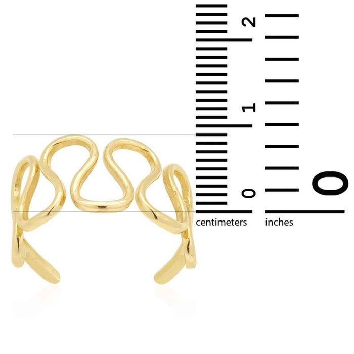 14K Yellow Gold White Squiggle Filigree Fancy Toe Ring