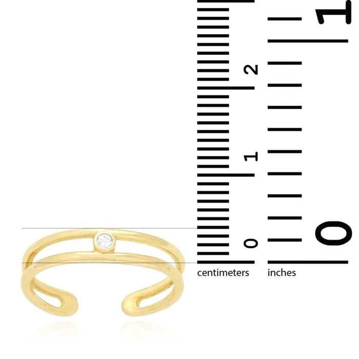 0.05CTW CZ 14K Yellow Gold White Bezel Fancy Toe Ring