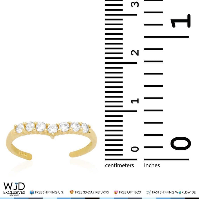 14K Yellow Gold White Round-Cut 0.40Ct CZ Fancy Toe Ring