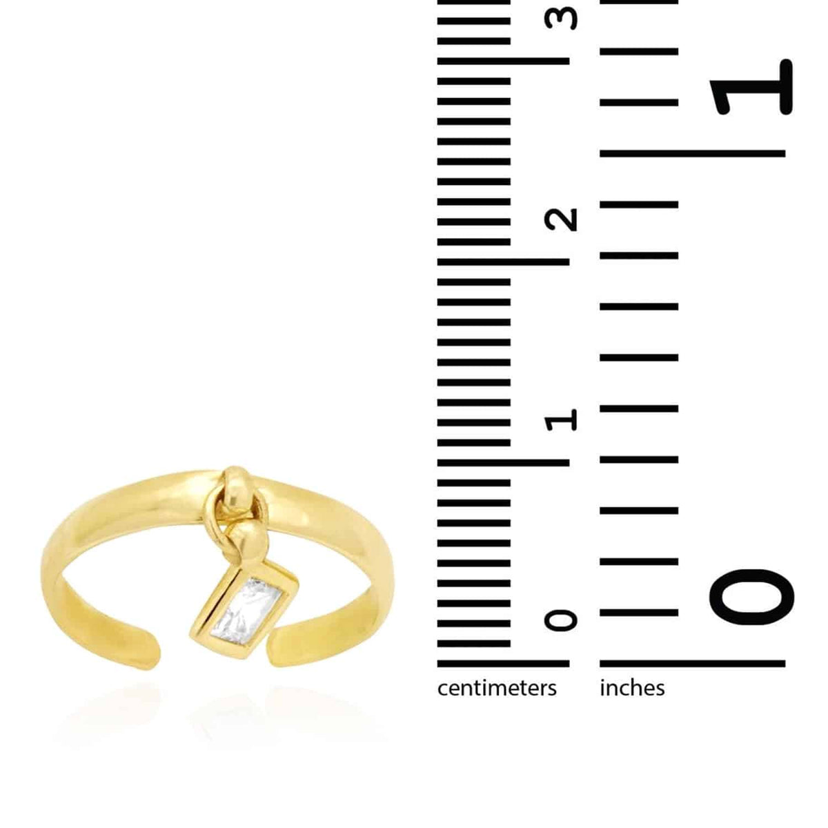 14K Yellow Gold & White Dangle Bezel Set Princess-Cut CZ Toe Ring