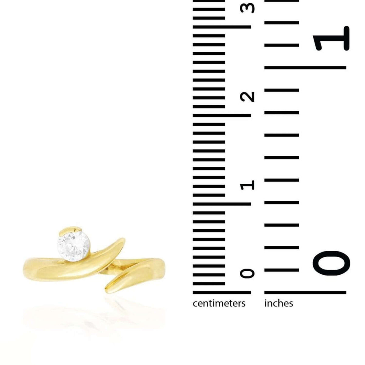14K Yellow Gold White Simulated White Diamond Fancy Midi Knuckle Ring 0.20Ct