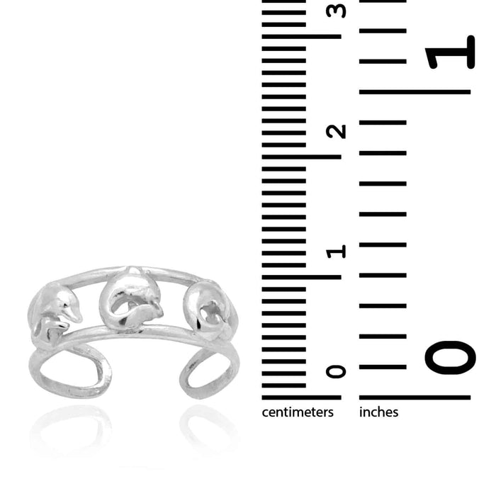 14k Gold Solid Yellow White Dolphin Toe Ring Size 3 (adjustable)