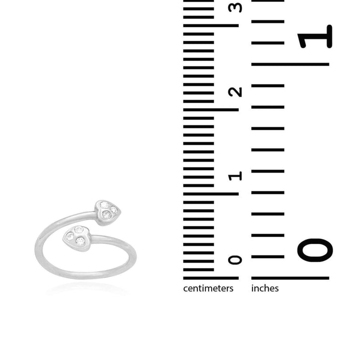 14K Yellow Gold White Round-Cut CZ Heart Midi Knuckle Ring 0.15Ct