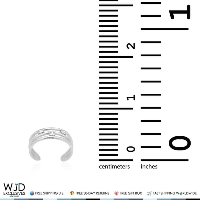 14K Yellow Gold White Round-Cut Bezel Set CZ Toe Ring 0.10Ct