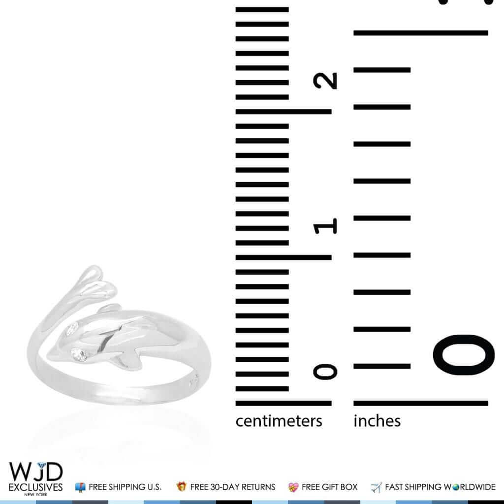 14K Yellow Gold & White Round CZ Dolphin Midi Knuckle Ring 0.05Ct