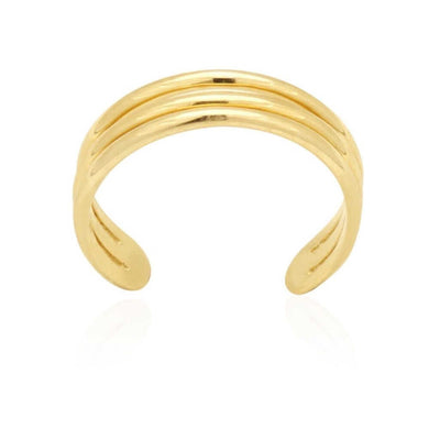 14K Yellow Gold White Three Wire Fancy Toe Ring
