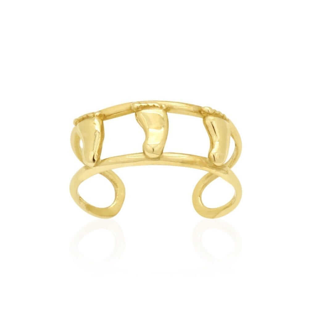 14K Yellow Gold & White Feet Toe Ring Size 3 (adjustable)