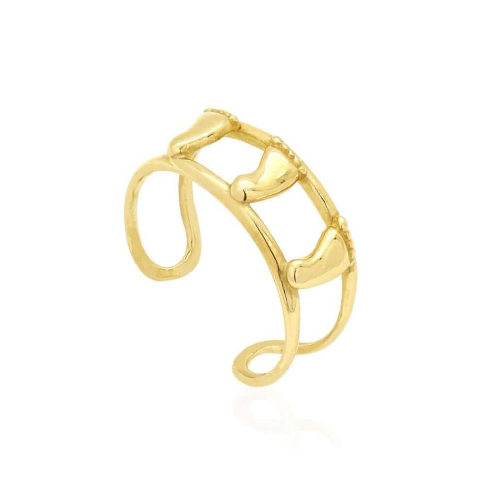 14K Yellow Gold & White Feet Toe Ring Size 3 (adjustable)