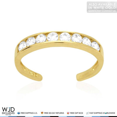 14K Yellow Gold White Round-Cut Simulated White Diamond Fancy Toe Ring 0.40Ct