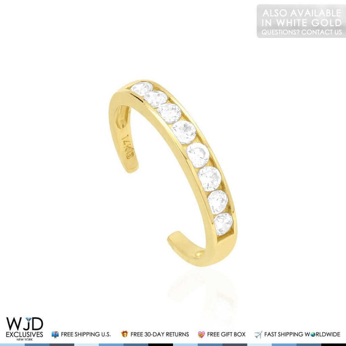 14K Yellow Gold White Round-Cut Simulated White Diamond Fancy Toe Ring 0.40Ct