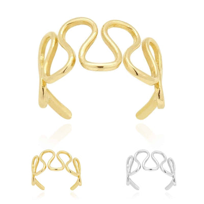 14K Yellow Gold White Squiggle Filigree Fancy Toe Ring