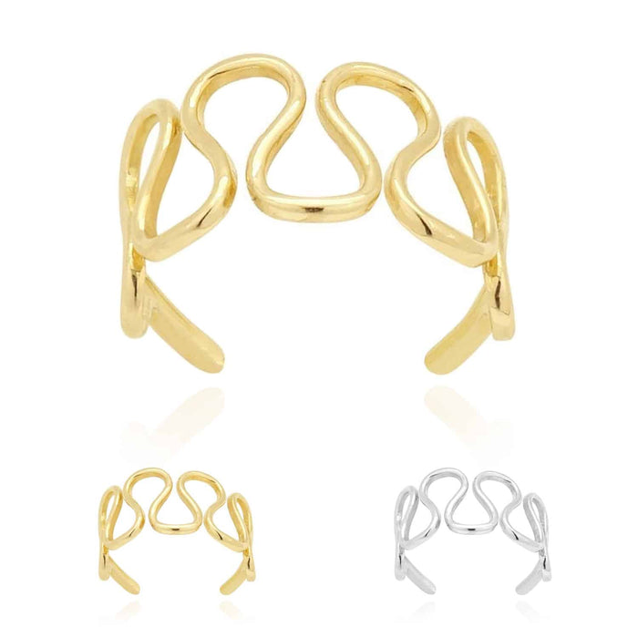 14K Yellow Gold White Squiggle Filigree Fancy Toe Ring