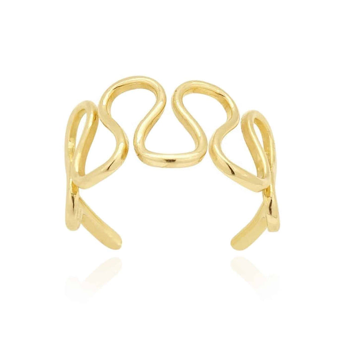 14K Yellow Gold White Squiggle Filigree Fancy Toe Ring