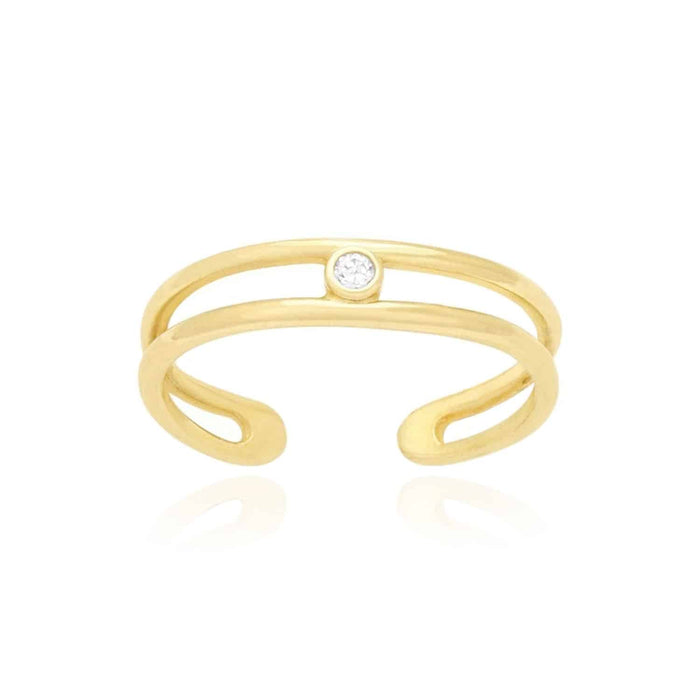0.05CTW CZ 14K Yellow Gold White Bezel Fancy Toe Ring